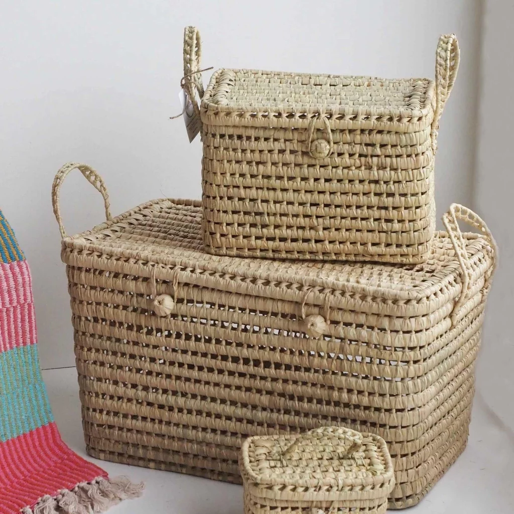 PILOU - Grand coffre de rangement en feuilles de palmier doum L60xl35xh35cm