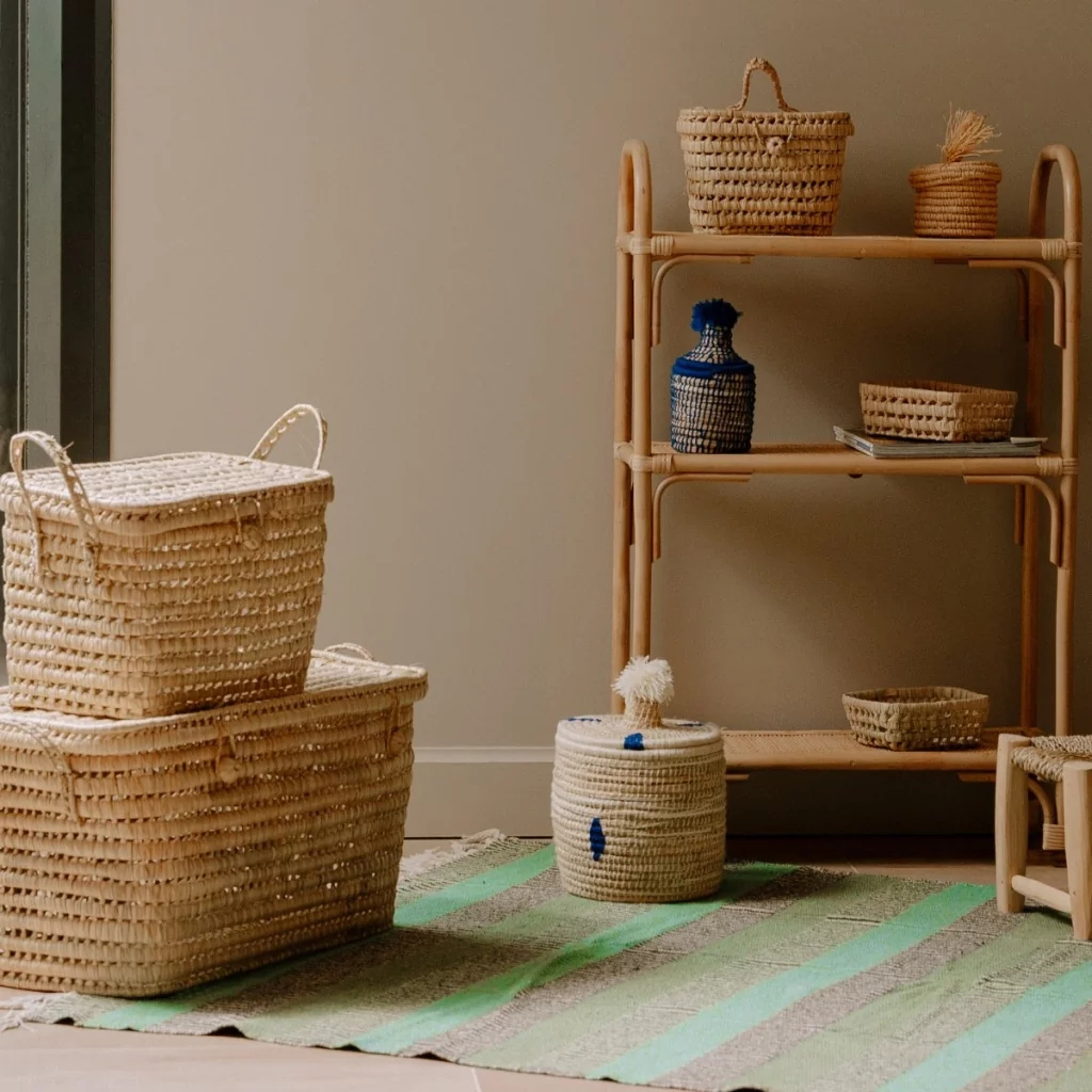 PILOU - Moyen coffre de rangement en feuilles de palmier doum L40xl25xh30cm