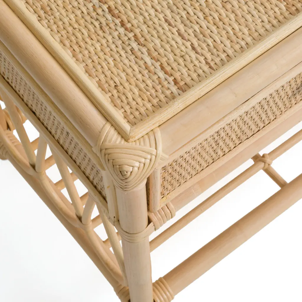PRISCA - Table de chevet en rotin avec tiroir 45Lxl45xH30cm
