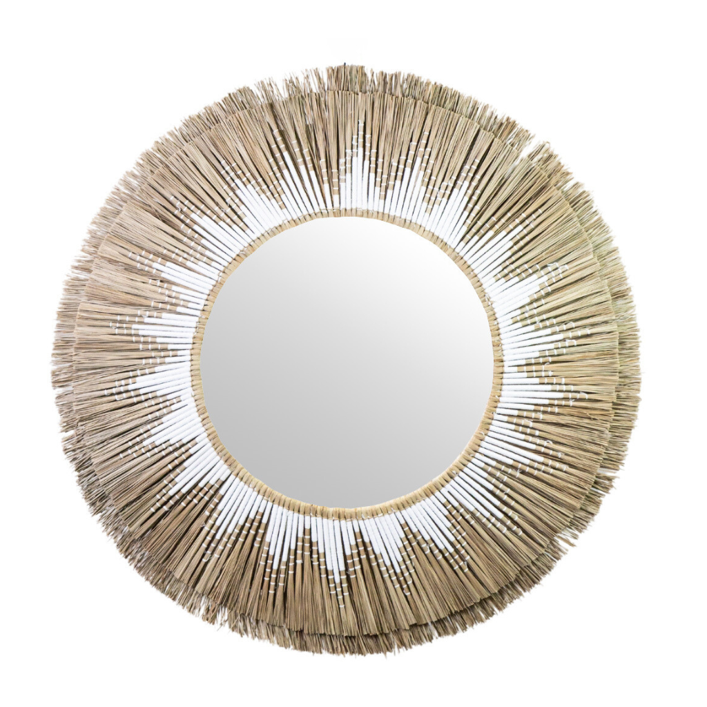 TALIA - Miroir rond en jonc tressage D100