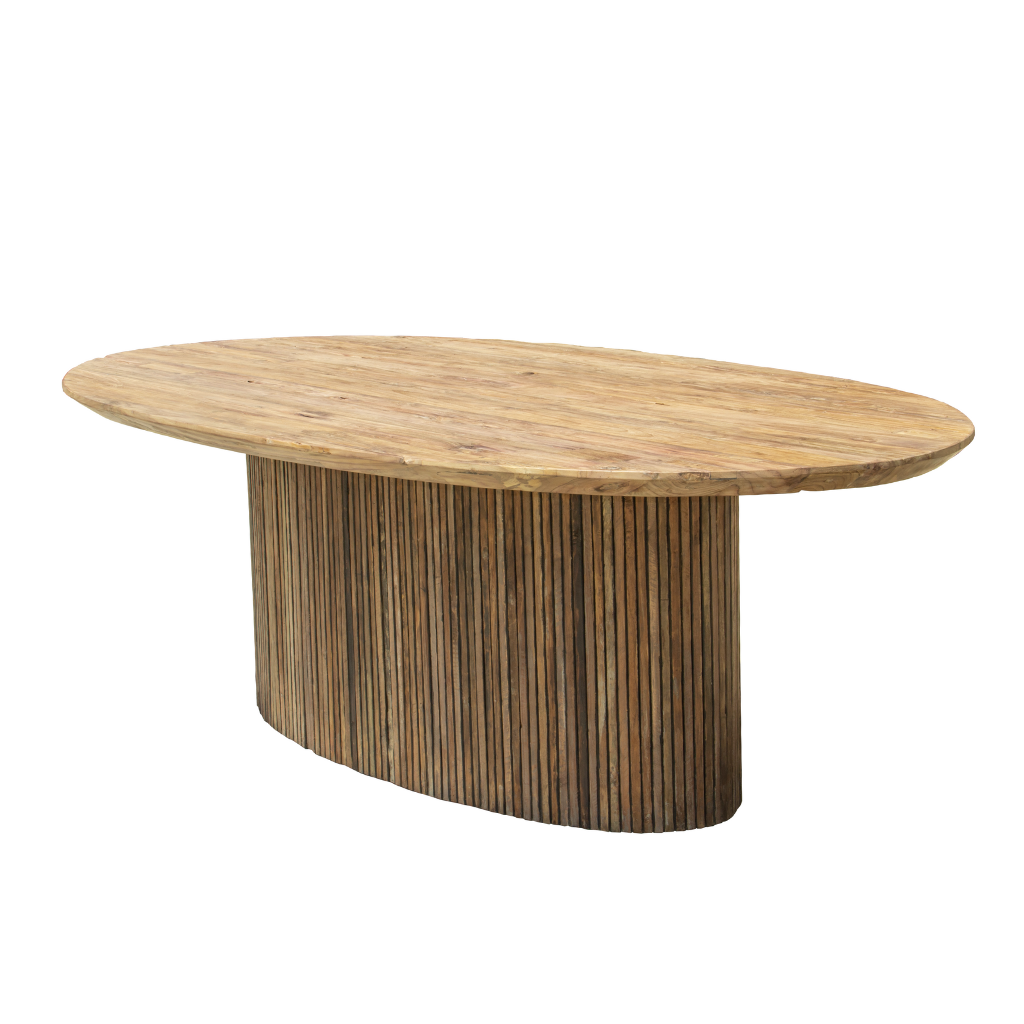 YAGA - Table ovale en teck recyclé  240x130x78x5