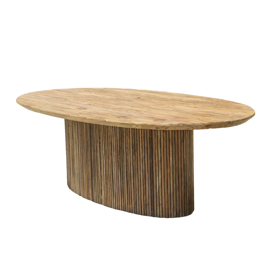 YAGA - Table ovale en teck recyclé  240x130x78x5