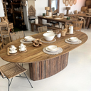 YAGA - Table ovale en teck recyclé  240x130x78x5