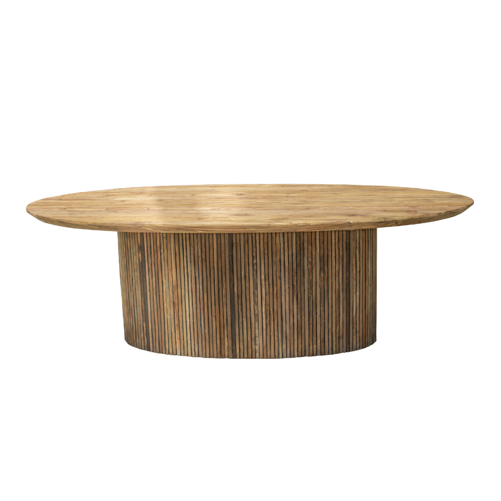 YAGA - Table ovale en teck recyclé  240x130x78x5