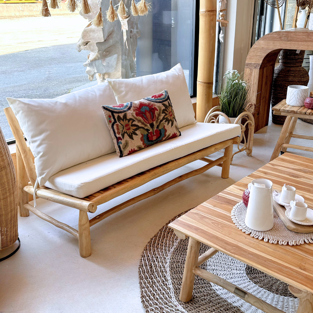 YAGO - Banquette en teck avec coussin outdoor L140*l79*H75cm