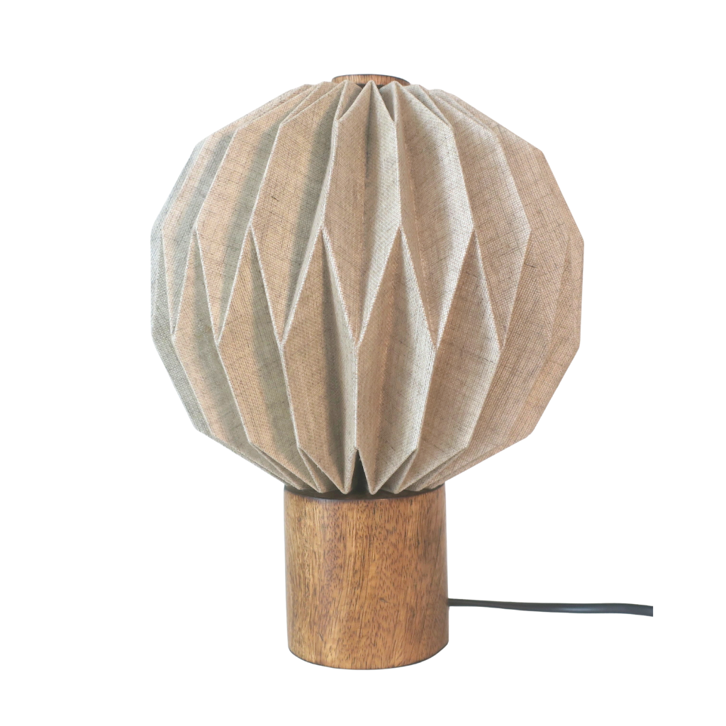 CÉRÈS - Petite lampe à poser ronde en lin et bois de manguier (2).webp