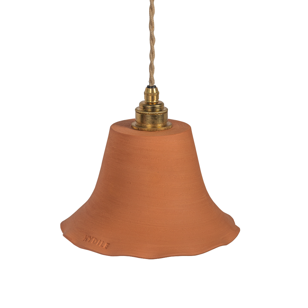 ELODIE - Suspension dentelée en terre cuite ocre  D21cm H15cm