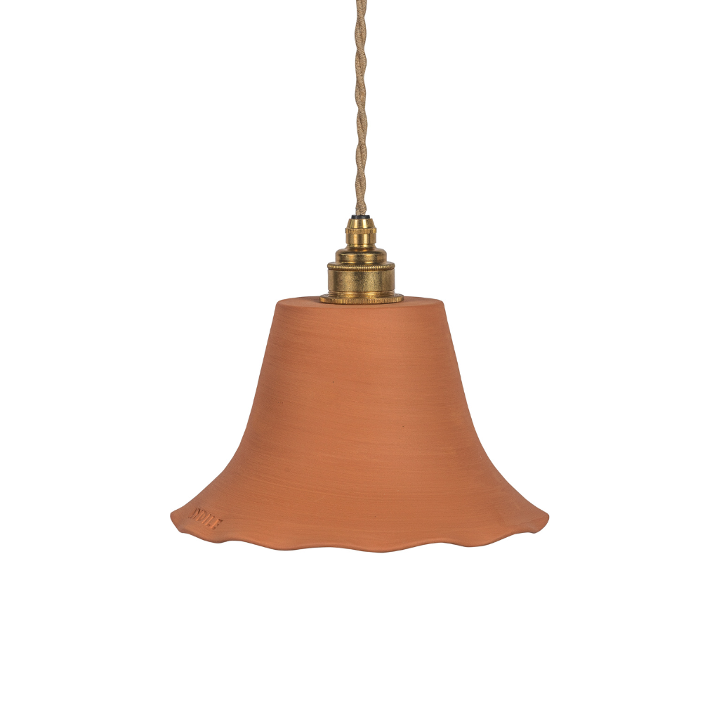 ELODIE - Suspension dentelée en terre cuite ocre  D21cm H15cm