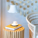 ELODIE - Suspension dentelée en terre cuite blanche  D21cm H15cm