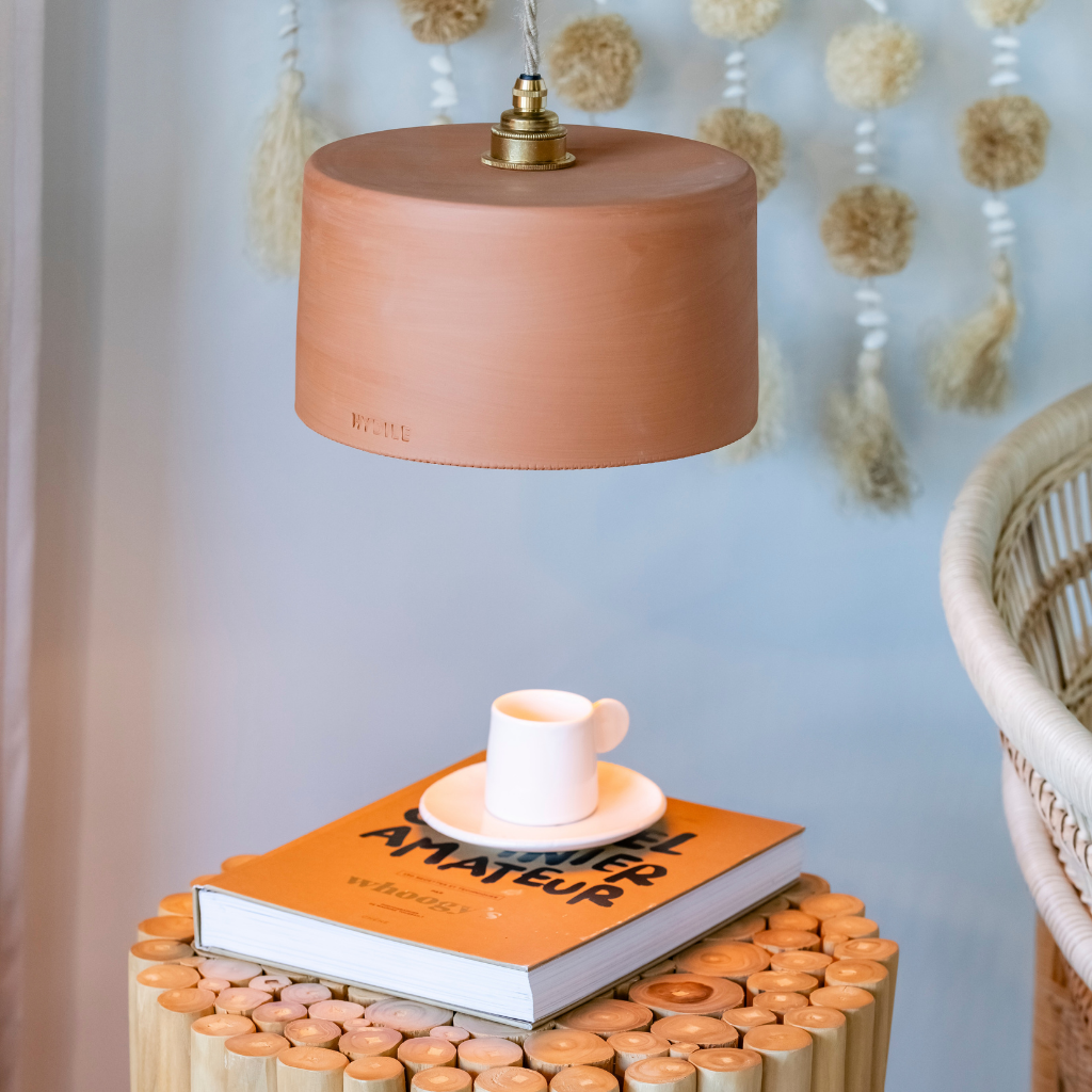 ODILE - Suspension en terre cuite Ocre  D24cm H14cm