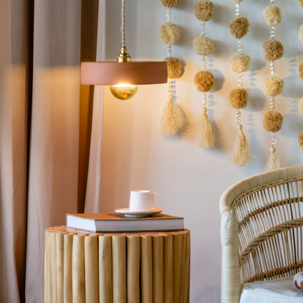 MICHELE TAILLE S - Suspension en terre cuite Ocre  D24cm H6,5cm