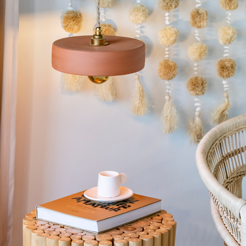 MICHELE TAILLE S - Suspension en terre cuite Ocre  D24cm H6,5cm