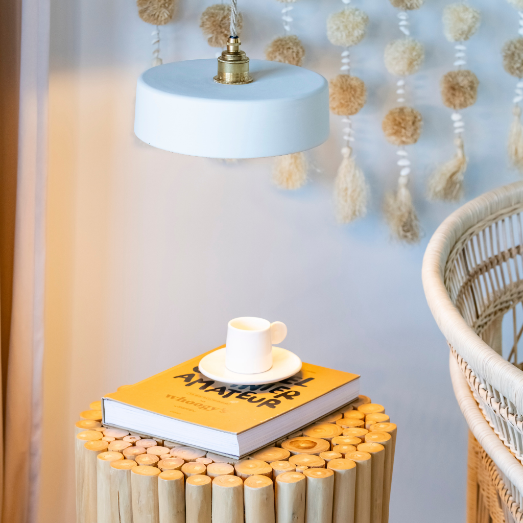 MICHELE TAILLE S - Suspension en terre cuite Blanche  D24cm H6,5cm