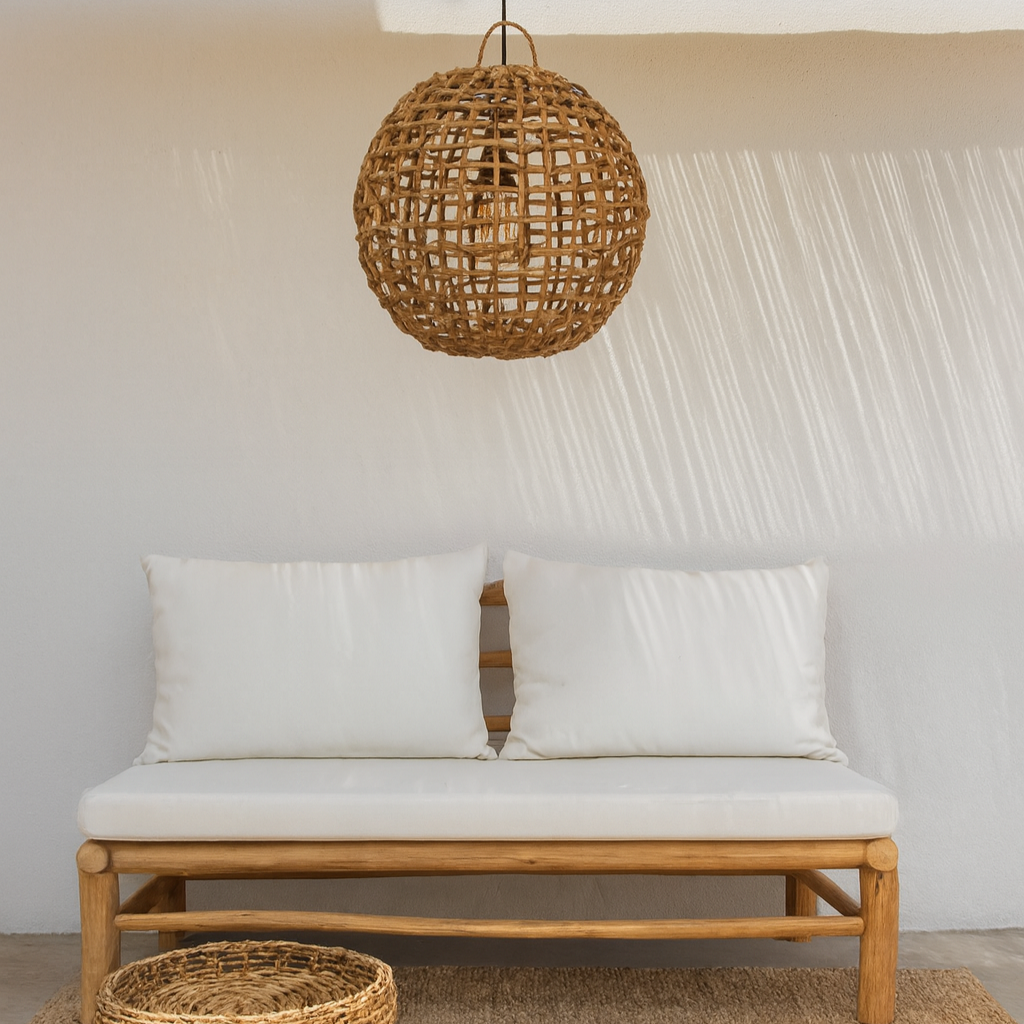 SNOOP - Suspension en feuille de bananier ronde  D43*H43cm