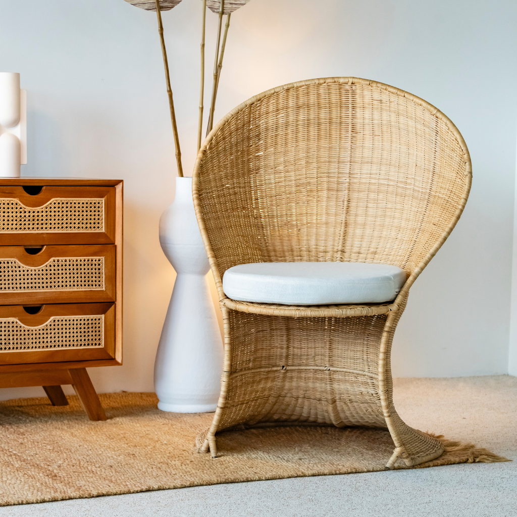 LINZO - Fauteuil rotin pièce unique  H10, L85, P78 cm