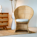 LINZO - Fauteuil rotin pièce unique  H10, L85, P78 cm