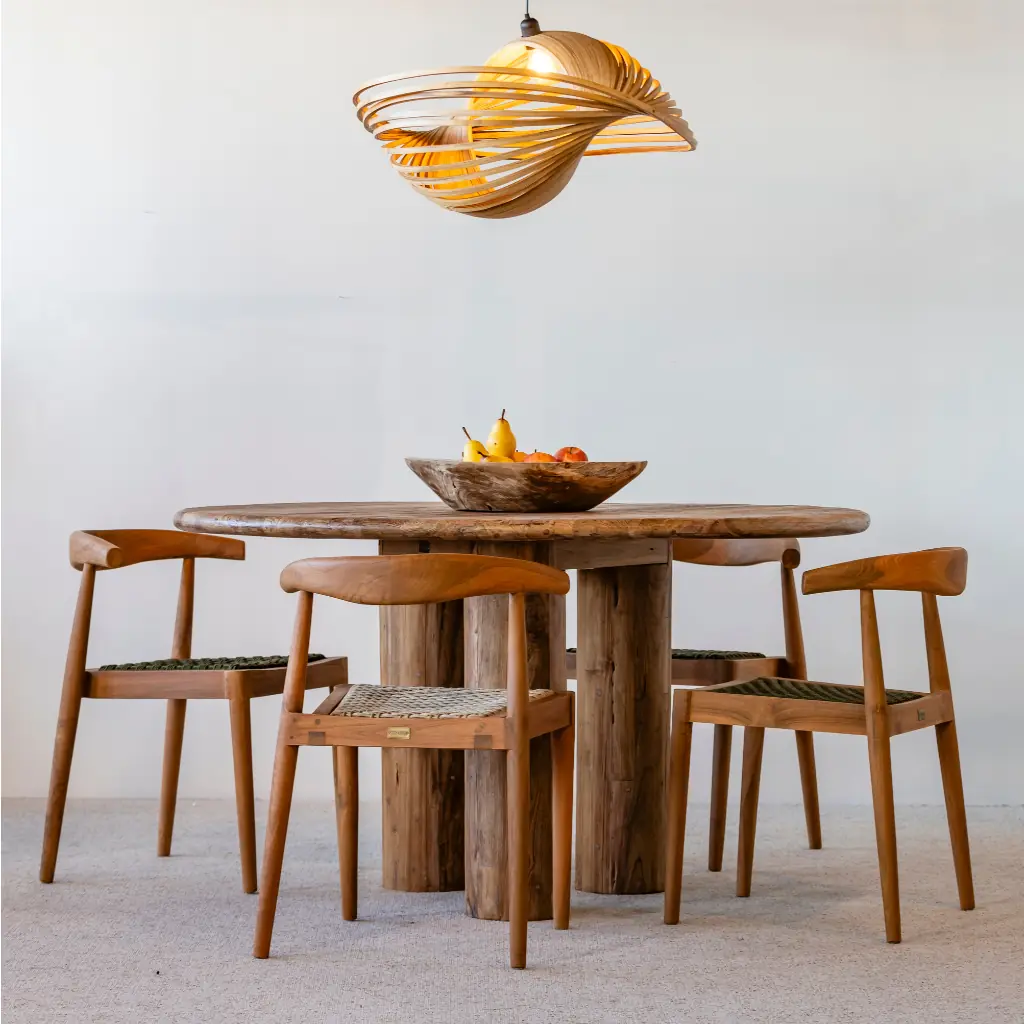 AMBIA - Chaise en bois de teck et corde synthétique verte
