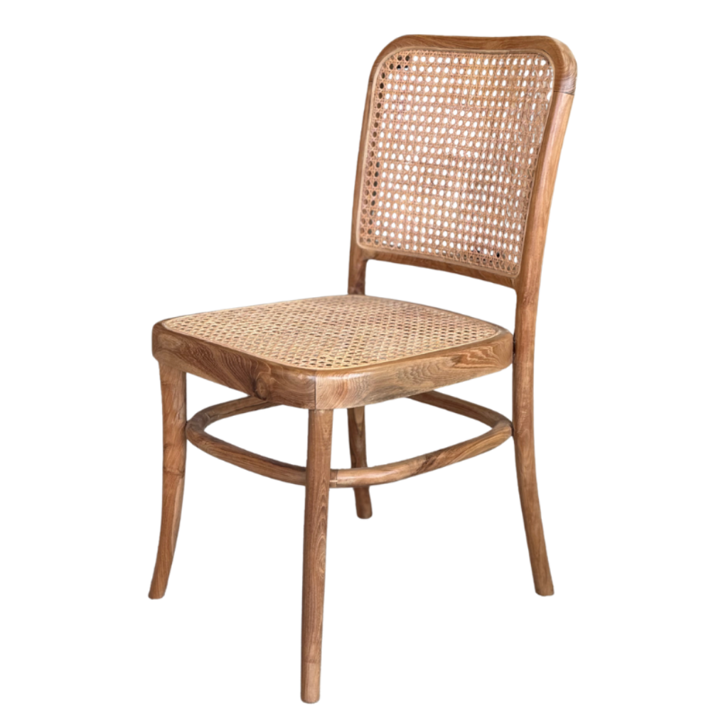 CLARA - Chaise en bois de teck et cannage