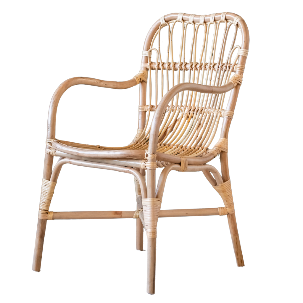 NELLY - Chaise en rotin avec accoudoirs