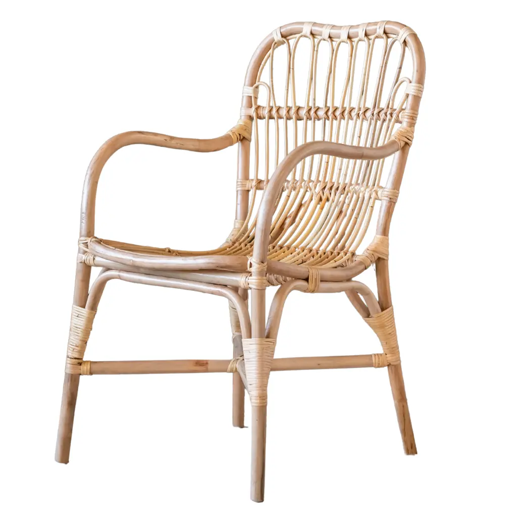 NELLY - Chaise en rotin avec accoudoirs