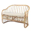LIVIO - banquette en rotin avec coussin d'assise