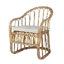 LIVIO - Fauteuil en rotin avec coussin d'assise