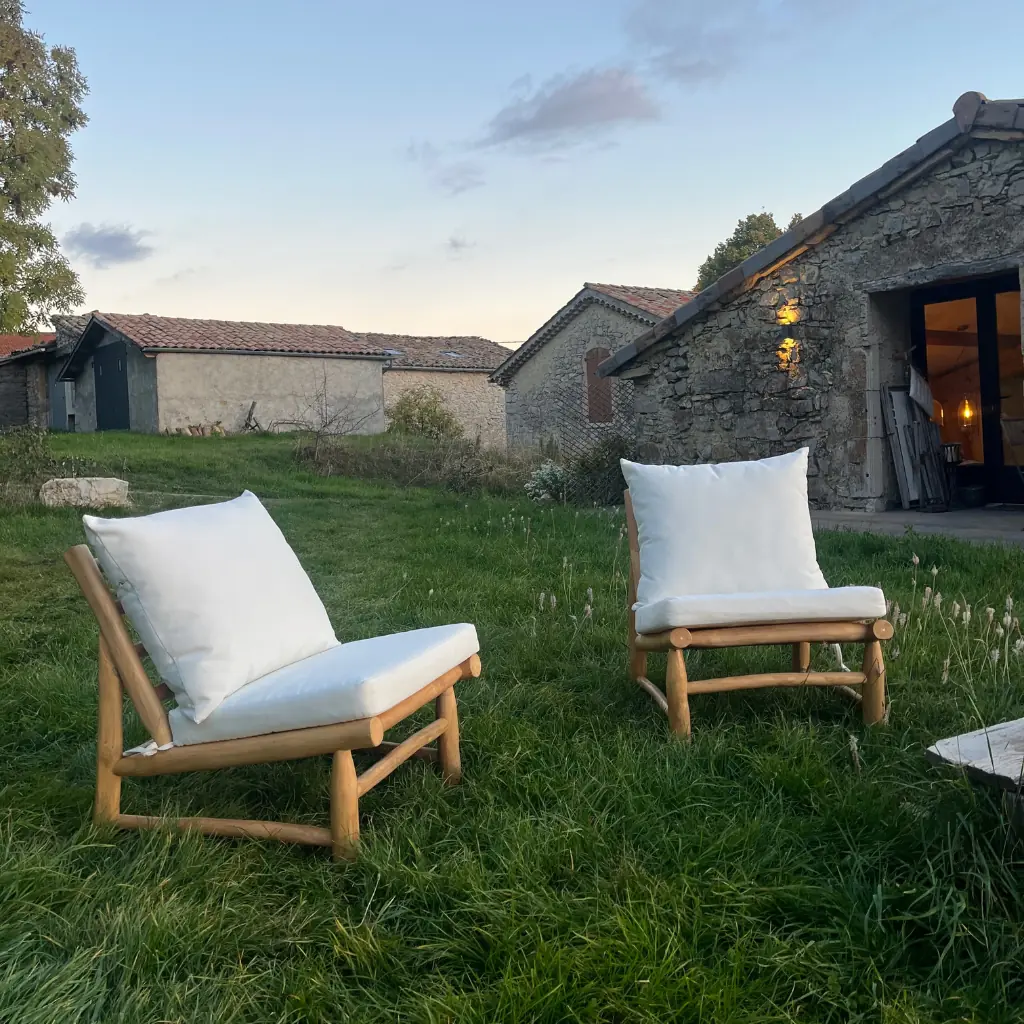 YAGO - Fauteuil en teck avec coussin outdoor  L70cml79cmH70cm