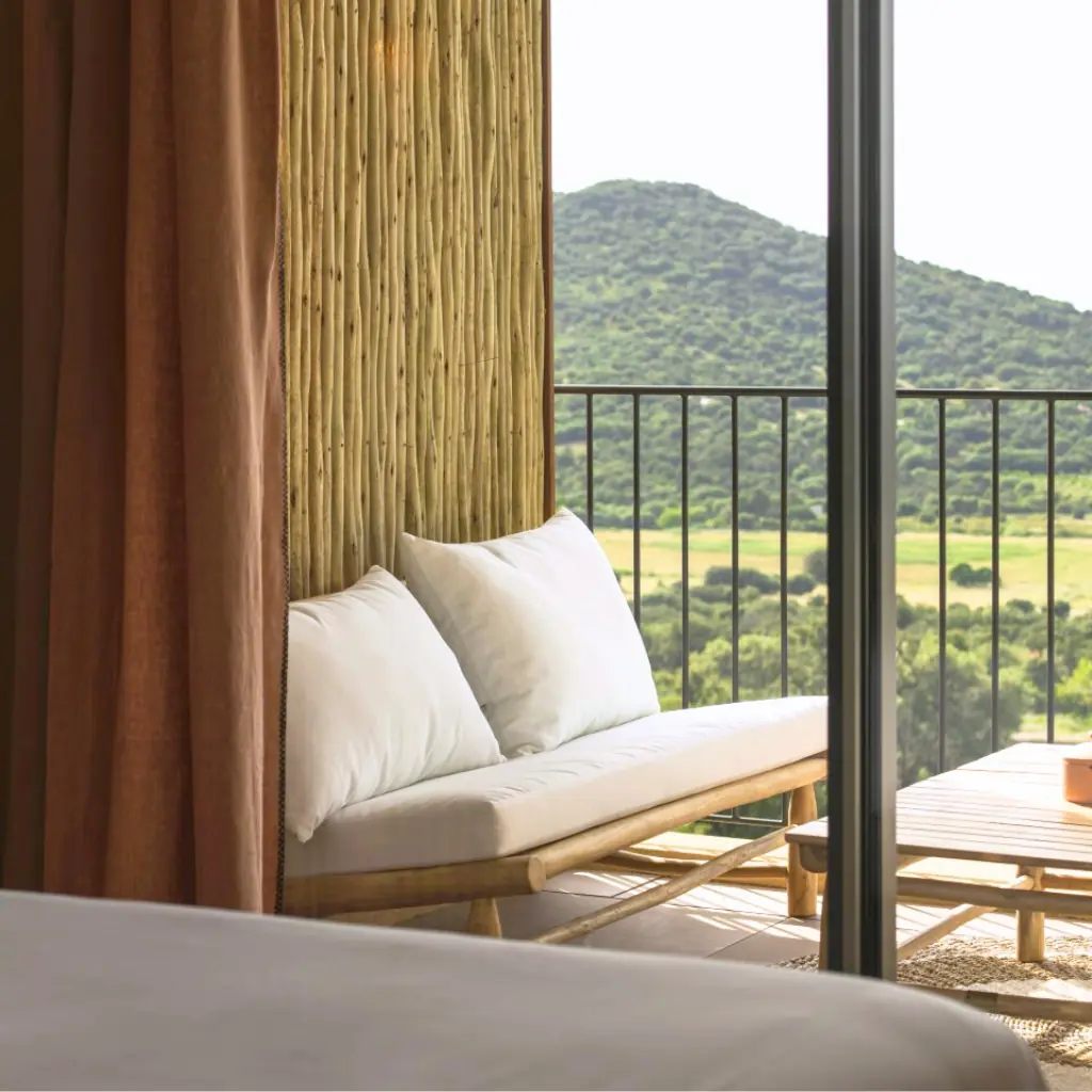 YAGO - Banquette en teck avec coussin outdoor
