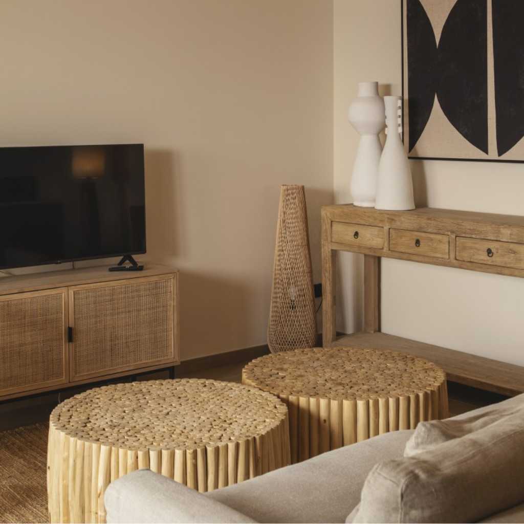 JATI - Grande table basse en bois de teck L D80 h40cm