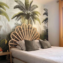 DALIA - Tête de lit en rotin en forme de fleur  L160cmH145cmép4cm