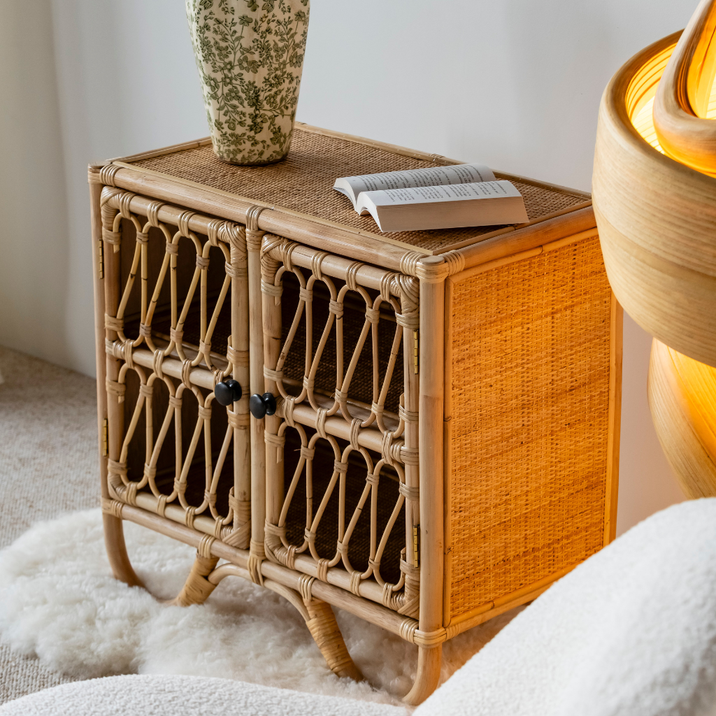 YOGY - Petit console en rotin  L60xl35xH60cm