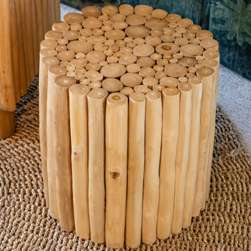 JATI - Guéridon - tabouret en bois de teck