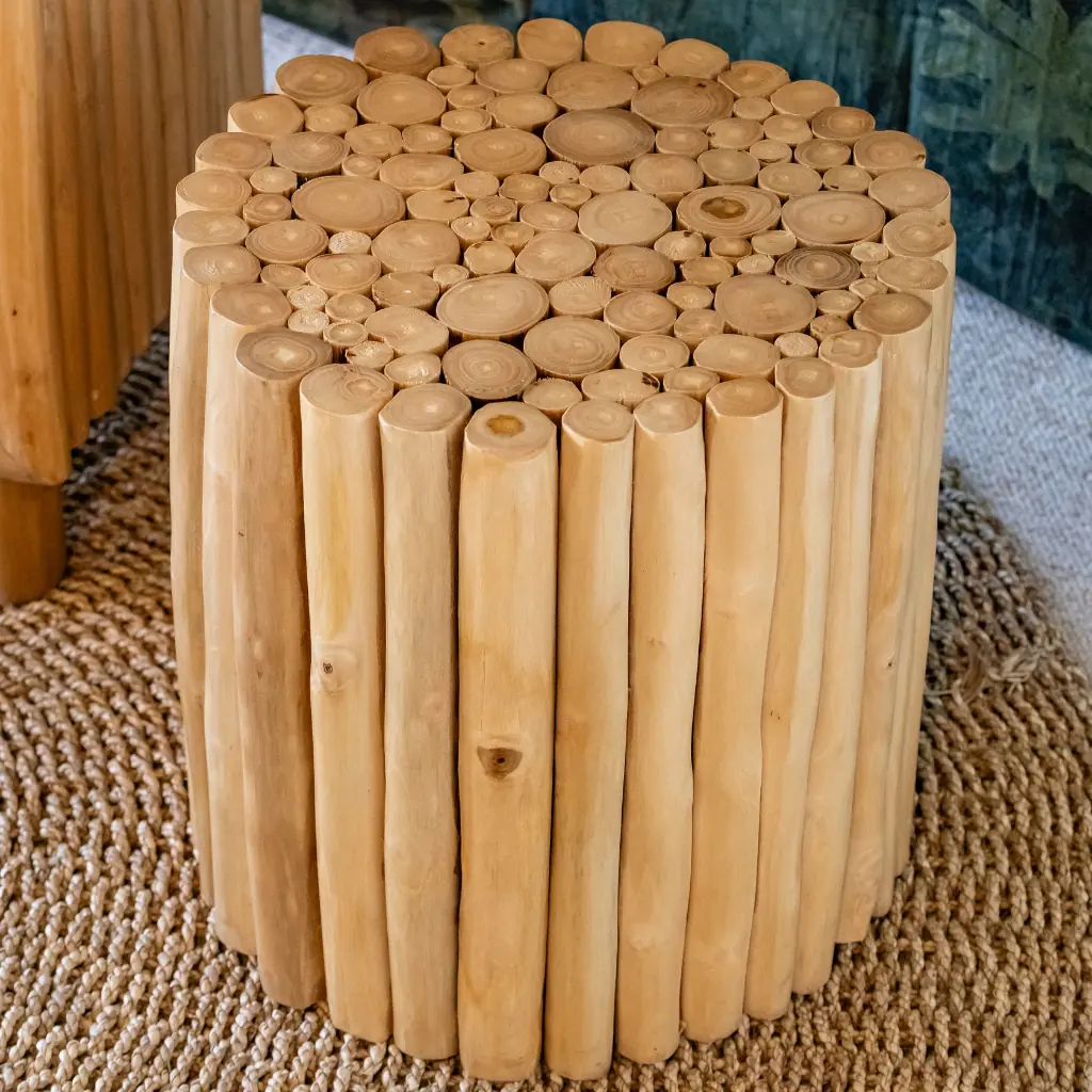 JATI - Guéridon - tabouret en bois de teck