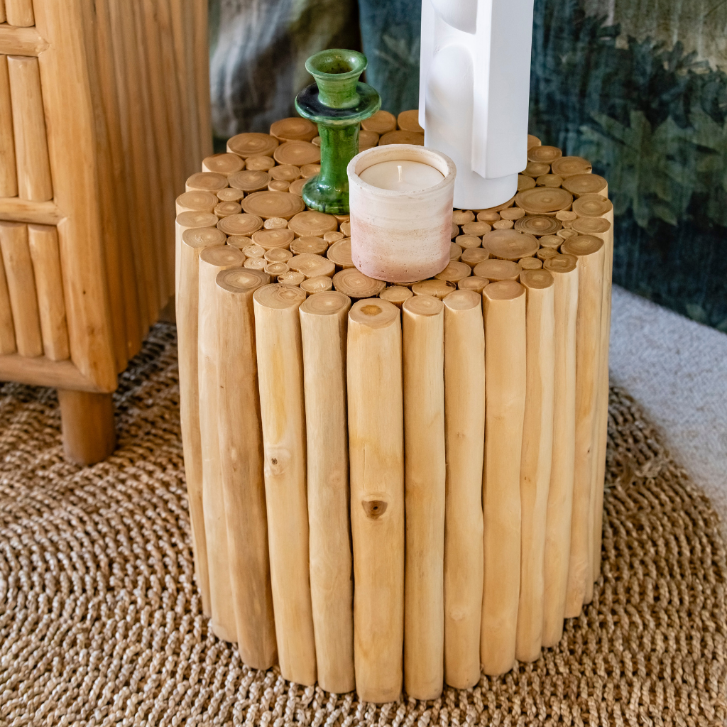 JATI - Guéridon - tabouret en bois de teck