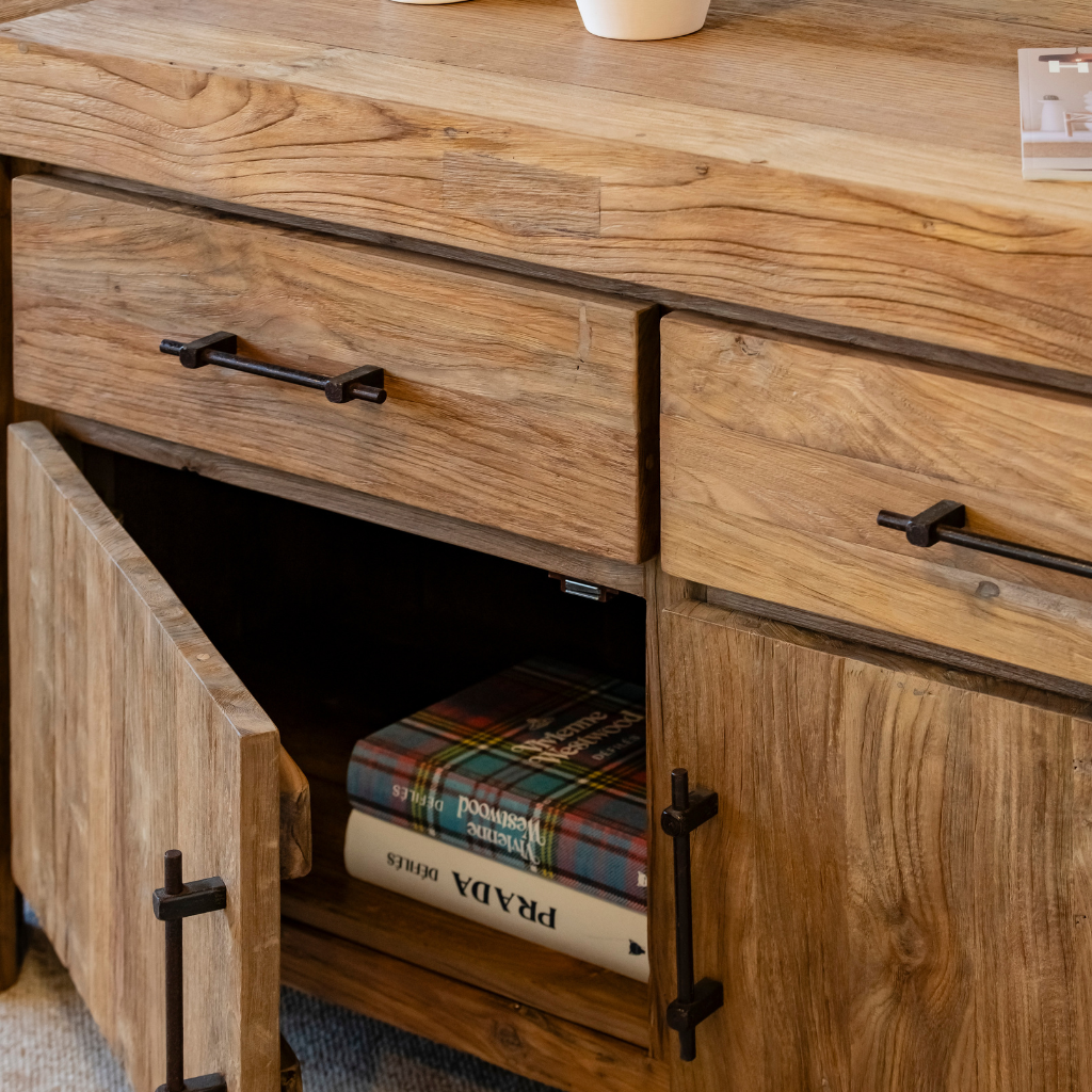 HECTOR - Meuble en teck recyclé 2 portes