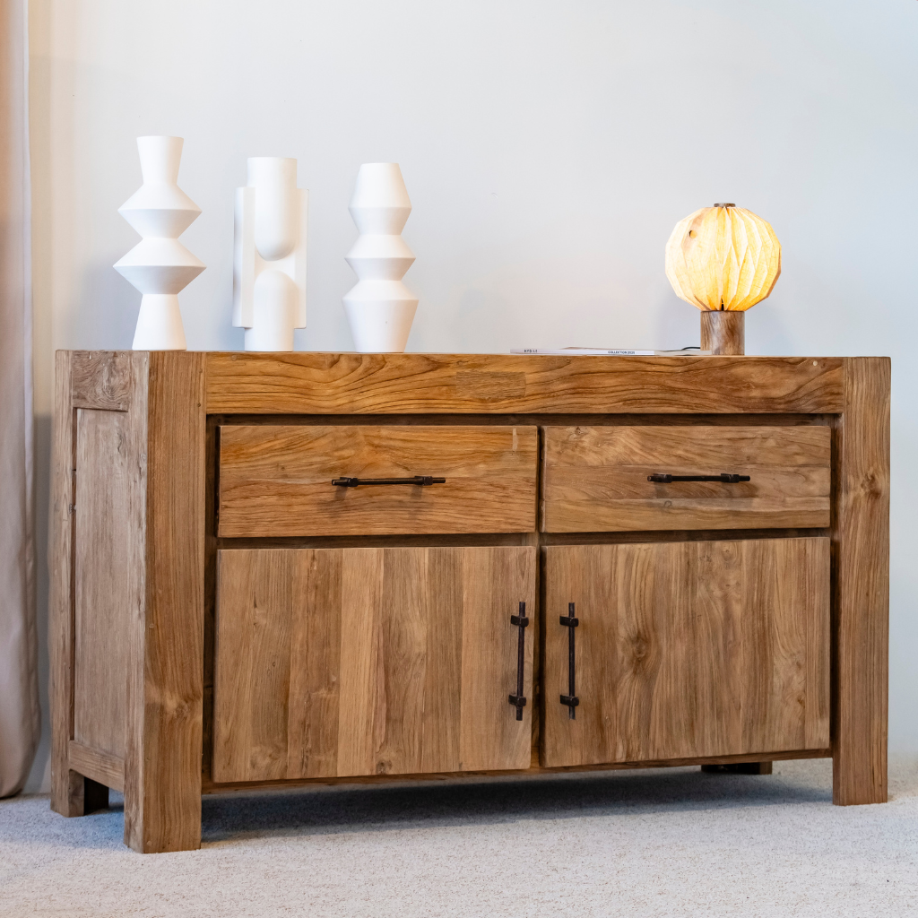 HECTOR - Meuble en teck recyclé 2 portes