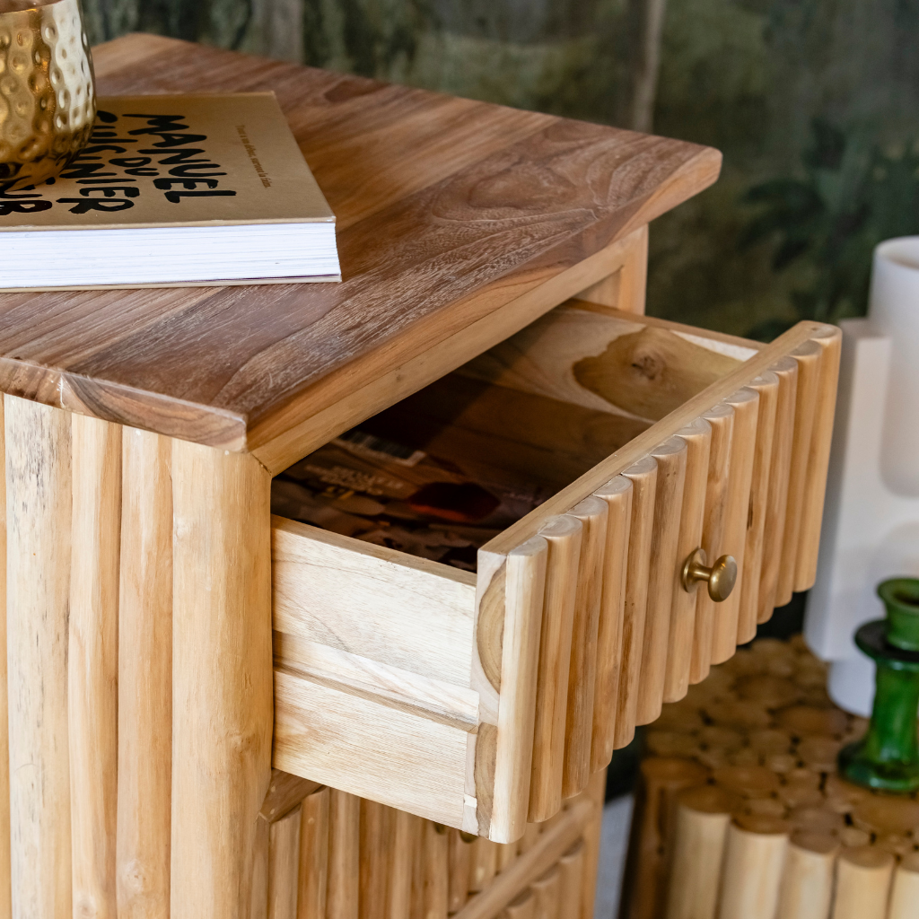 PIERRE - Chiffonnier 4 tiroirs en branches de teck