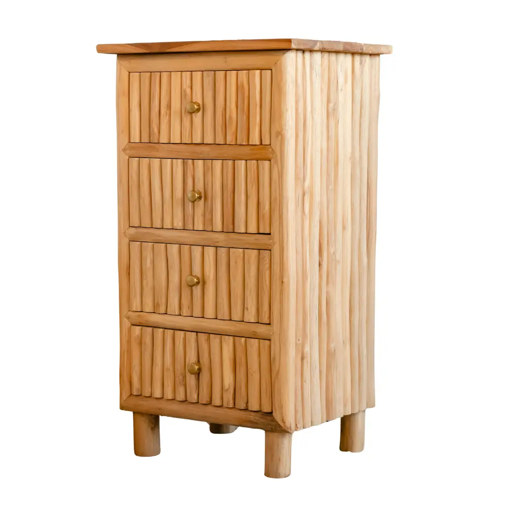 PIERRE - Chiffonnier 4 tiroirs en branches de teck