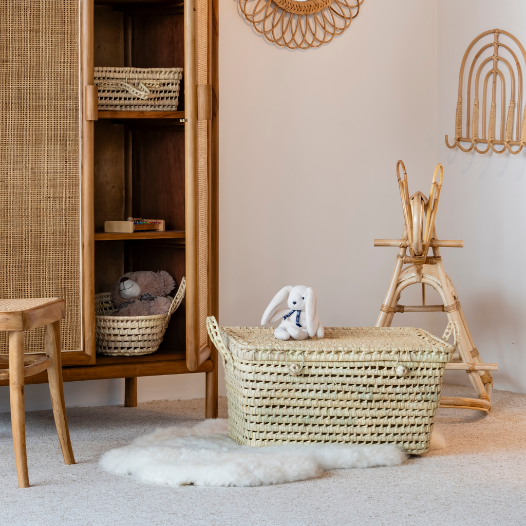 PILOU - Grand coffre de rangement en feuilles de palmier