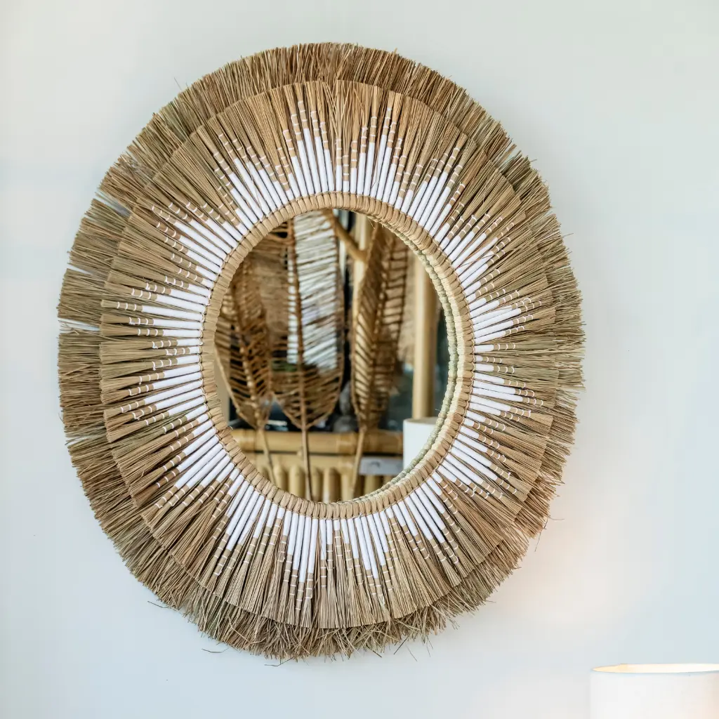 TALIA - Miroir rond en jonc tressé