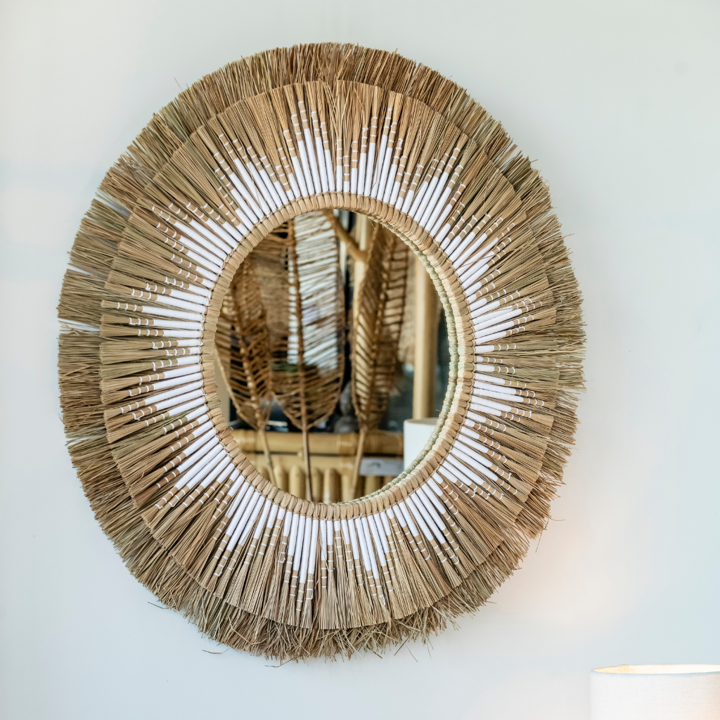 TALIA - Miroir rond en jonc tressé