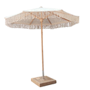 ALOHA - Parasol blanc macramé avec socle