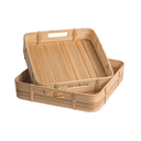 CARIO - Taille L Plateau carré avec hanse en rotin   L40 l40 H8.50 Taille L