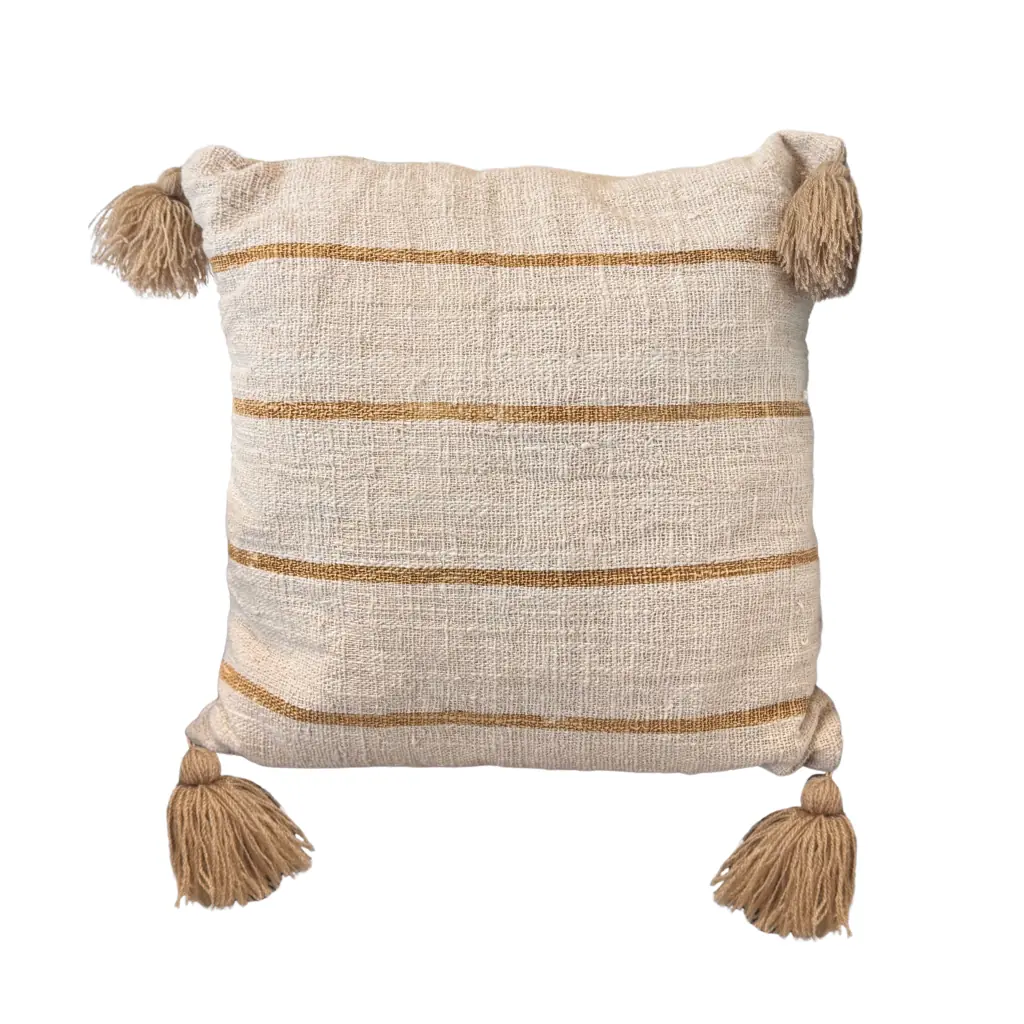 VANILLE - Coussin carré blanc rayure