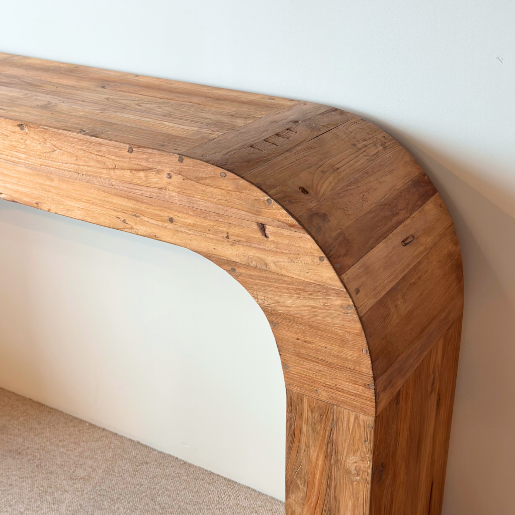 DOM - Comptoir arrondi en teck recyclé