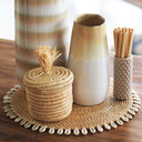 CAURI - Lot de 4 sets en rotin et coquillage naturel