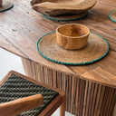 PERLE - Set en rotin et perles - couleur turquoise