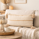 VANILLE - Coussin rectangle beige et rayure