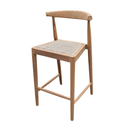 AMBIA - Chaise haute de bar en teck et corde naturel