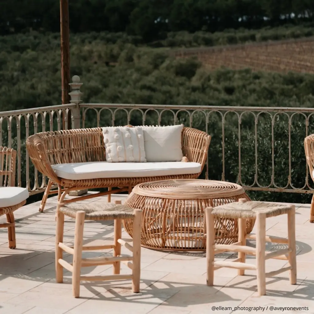 HAVANA - Banquette en rotin avec coussin L150*l75*h74